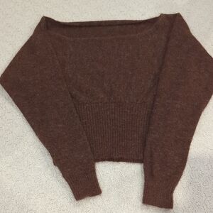 Muse Off-the-Shoulder Brown Sweater